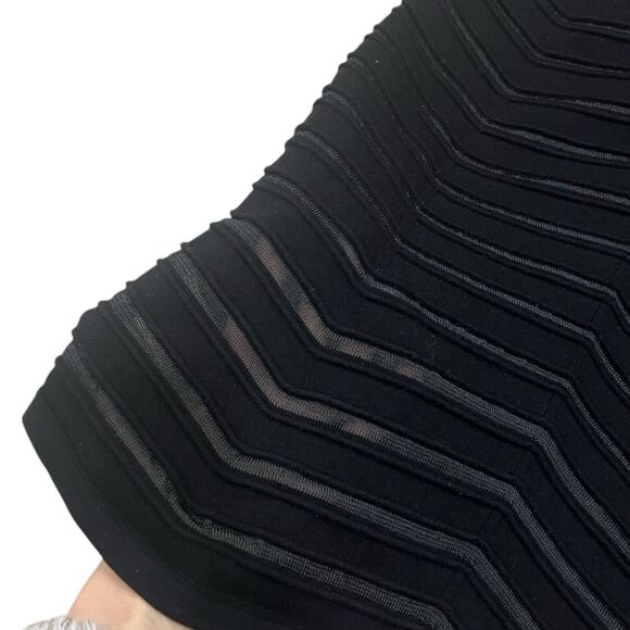 Twinset Milano Black Chevron Scalloped A-line Dress L - Picture 2 of 6